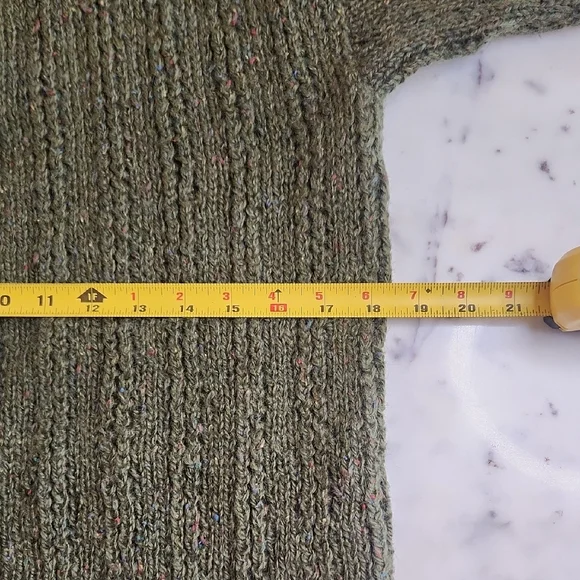 Handmade Olive Green Knit Cardigan with Decorative Goldtone Buttons - Picture 5 of 13